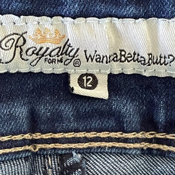 Royalty For Me Womens Size 12 Factory Distressed Denim Blue Jeans u - Picture 4 of 9